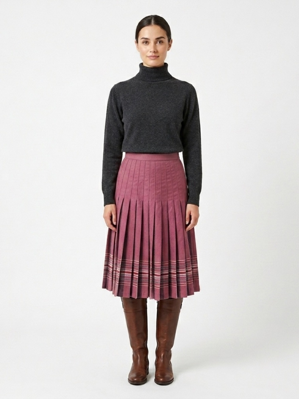 VTG Mairi Macintyre Wool Pleated Skirt Made in Scotland Dark Academia (XS/0-2)